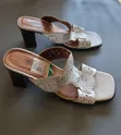 Ladies White T-Strap Shoes - Size 40 - 1