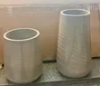 Modern Glossy Taupe/Grey Spiral-Ribbed Decorative Vase - 1