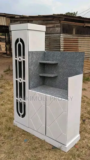 White and Gray Kitchen Cabinet