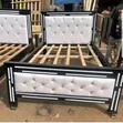5x6 Leather Bed Frame with Clear Buttons - 2