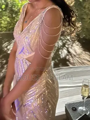 Custom Silver Sequin Evening Gown