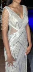 Custom Silver Sequin Evening Gown - 2