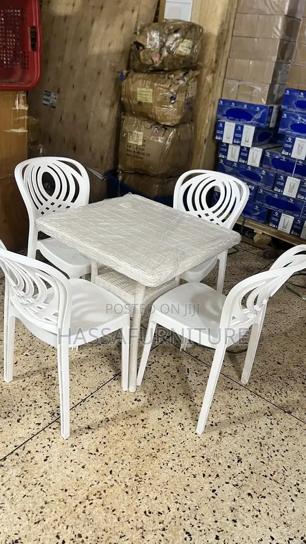 White Outdoor Dining Set - 1