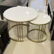 Gold Metal Center Table with White Top - 2