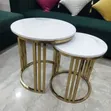 Gold Metal Center Table with White Top - 3