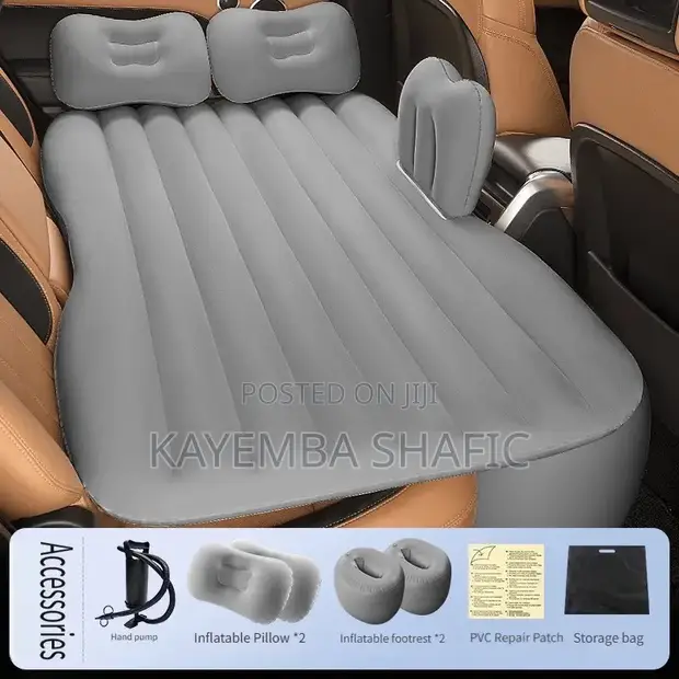 Premium Inflatable Car Air Mattress Travel Bed - Gray - 1
