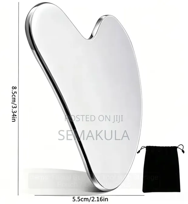 SkinLab Stainless Steel Gua Sha Tool with Pouch - 1
