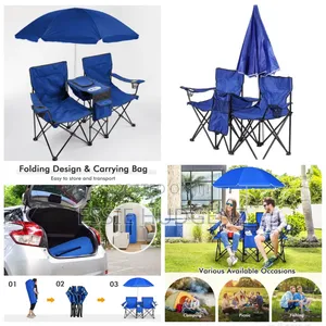 Foldable Chairs with Umbrella and Cup Holders