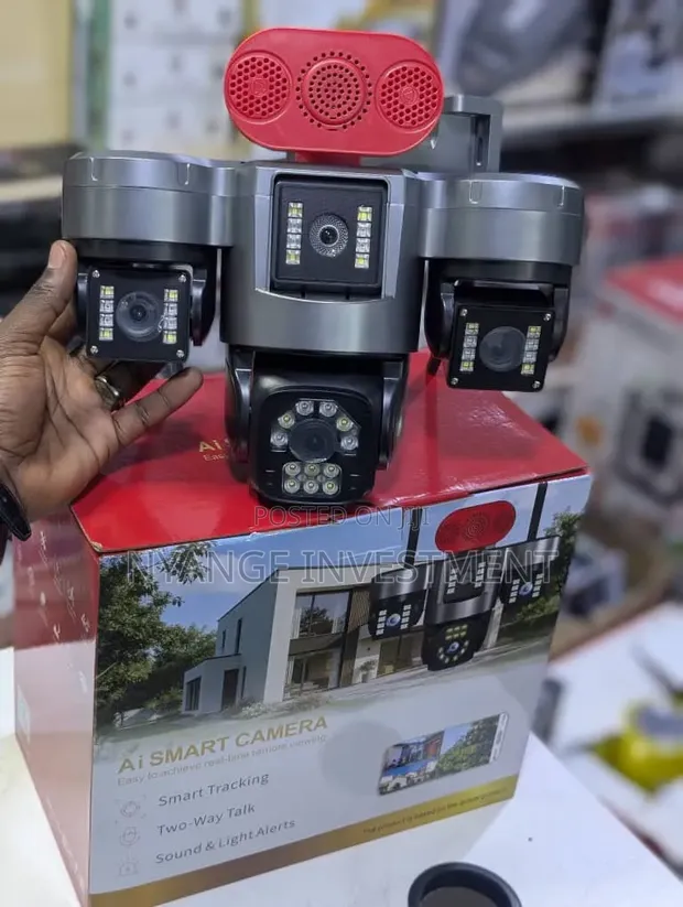 3-Lens CCTV Camera with Solar Panels & Large Battery - 1