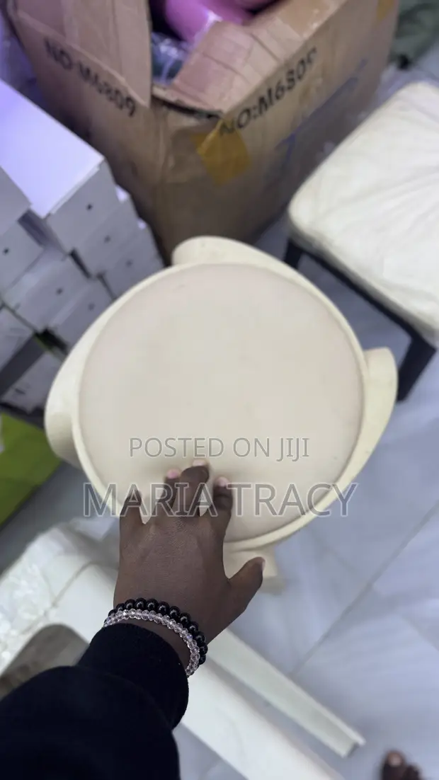 Stackable Plastic Stool with PU Leather Cushion - 1