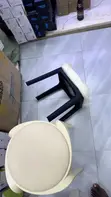 Stackable Plastic Stool with PU Leather Cushion - 3