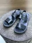 Genuine Leather Open Sandals - Black - 1