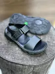 Genuine Leather Open Sandals - Black - 3