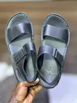 Genuine Leather Open Sandals - Black - 4