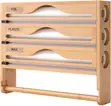3-in-1 Bamboo Kitchen Wrap Dispenser & Paper Towel Holder - 1