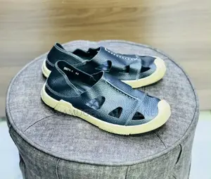 Genuine Leather Fisherman Sandals - Black