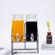 Double Glass Beverage Dispenser Set with Metal Stand - 1