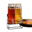 Double Glass Beverage Dispenser Set with Metal Stand - 2