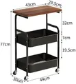 3-Tier Metal Storage Trolley with Table Top - 1