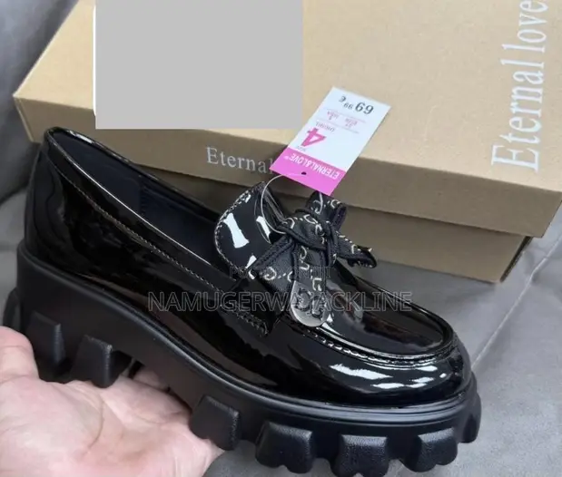 Black Patent Chunky Platform Loafers - 1