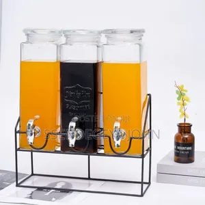 Triple Glass Beverage Dispenser Set with Metal Stand