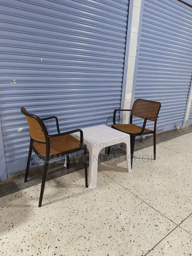 2-Person Plastic Table and Chairs Set for Bars & Coffee Shops - 1