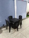 Plastic Pedestal Base Table and 4 Chairs - 1
