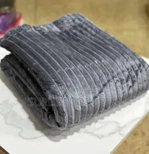 Gray Striped Fleece Throw Blanket