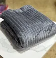 Gray Striped Fleece Throw Blanket - 1