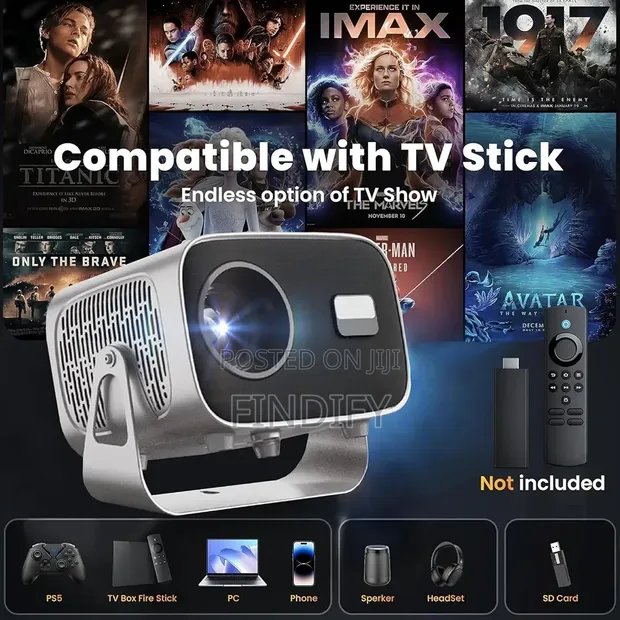 Portable Projector with WiFi6, Bluetooth 5.0, Electric Focus & Android - 1