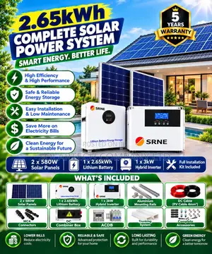 SRNE 3kW Hybrid Solar System with 2.65kWh Lithium Battery