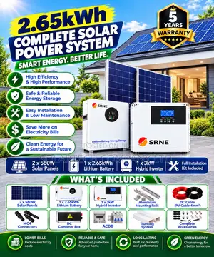 SRNE 2.65kWh Solar Power System - 3kW Hybrid Inverter Kit