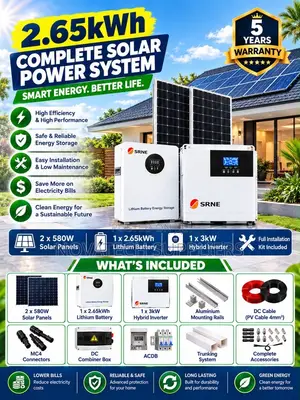 SRNE 2.65kWh Solar System with 3kW Hybrid Inverter