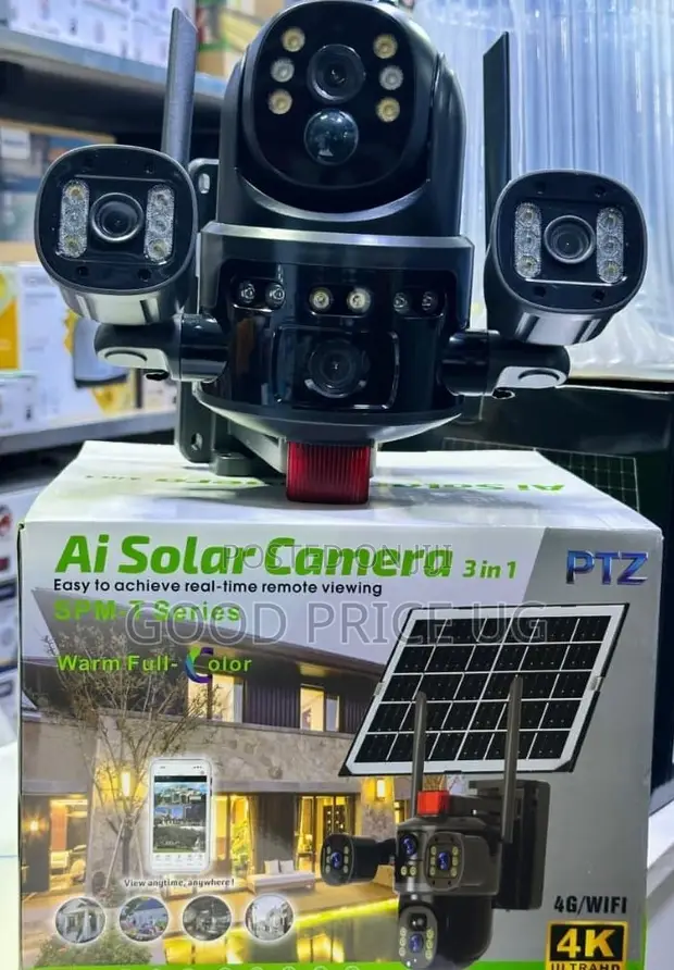 AI Solar PTZ Security Camera (3-in-1 Multi-Lens) - 1