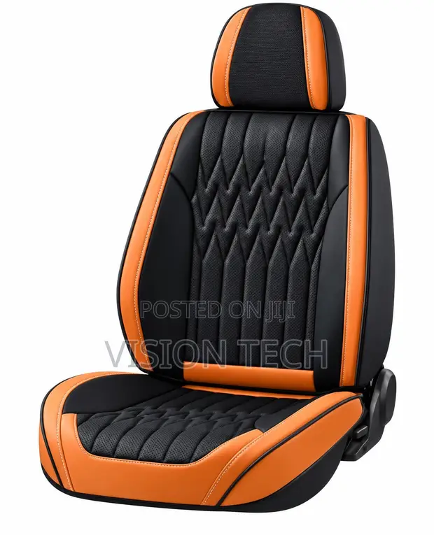 Premium 10D Car Seat Covers - Black & Orange - 1