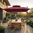 Double-Tiered Square Large Cantilever Patio Umbrella - 2