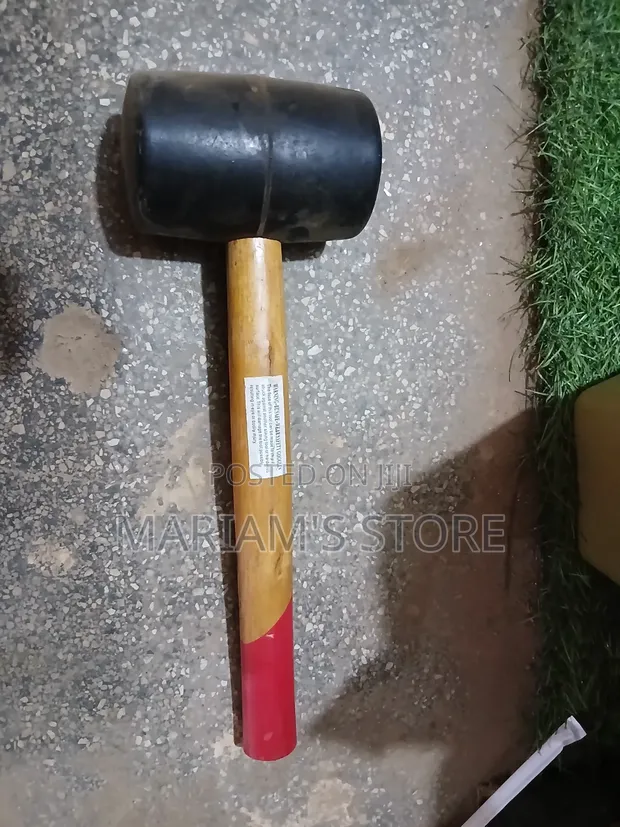 Black Rubber Mallet with Wooden Handle - 1