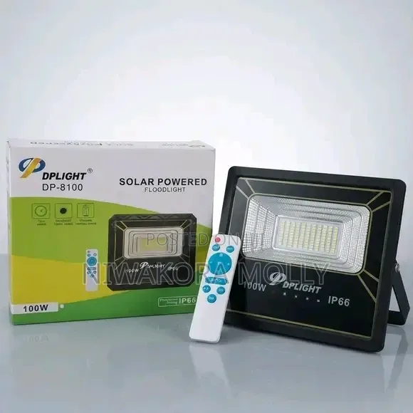 100W Solar Flood Light with Remote - 1