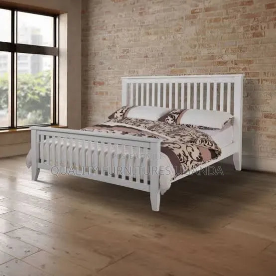 5x6 White Striped Bed Frame - 1