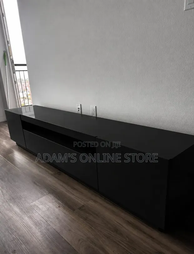 Black TV Stand Unit - 1.8m Length - 1