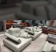 Modern Beige Leather Electric Reclining Sofa Set - 2