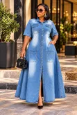 Long Denim Dresses - Various Designs & Prints - 1