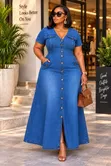 Long Denim Dresses - Various Designs & Prints - 2