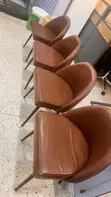Brand New Leather Dining Chairs with Metallic Stands - 2