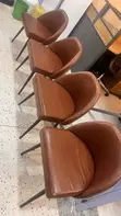 Brand New Leather Dining Chairs with Metallic Stands - 5