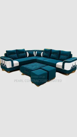 L-Shaped Sofa Couches with Poufs - Any Colour/Material