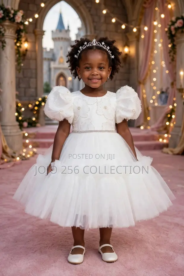 White Satin Dress with Flutter Sleeves - 1