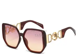 Big Face Brown Sunglasses with Gold Chain Detail