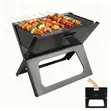 Portable X-Shaped Foldable Charcoal BBQ Grill - Outdoor Camping - 1