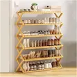 6-Layer Foldable Bamboo Shoe Rack Organizer (70cm) - 1